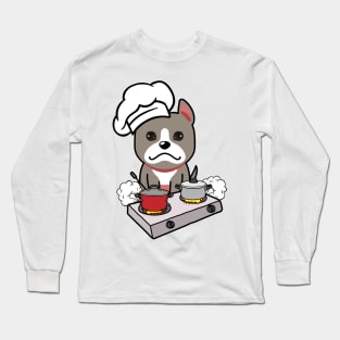 Cute grey dog is cooking Long Sleeve T-Shirt